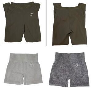Gymshark bundle 2 grey shorts olive green leggings